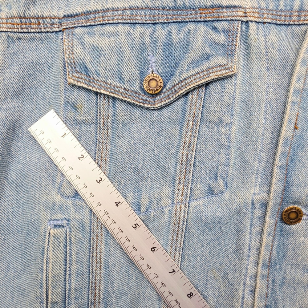 Vintage Woodlake Denim Jacket Rock N Roll Marathon Embroidered Blue Large - Picture 8 of 11